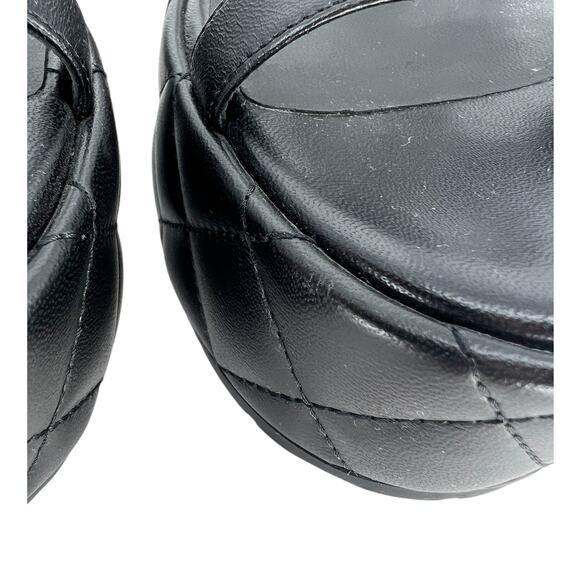 Chanel 2023 Calfskin Quilted Slingback Wedge Logo Sandals - Picture 8 of 16